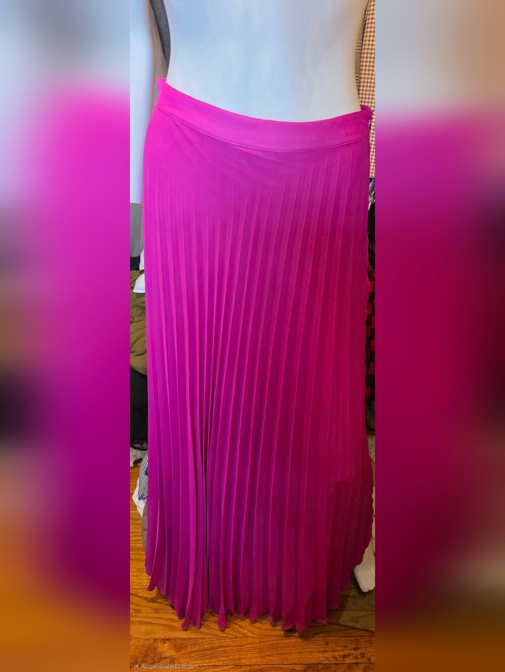 Women’s Pleated Midi Skirt - Bright Fuchsia Pink